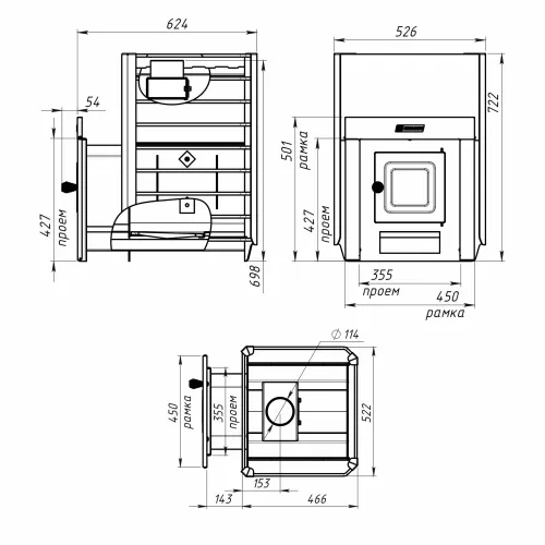 Печь банная Ермак 20 Сетка  Классика ( сталь 6,0 мм ) фото 2