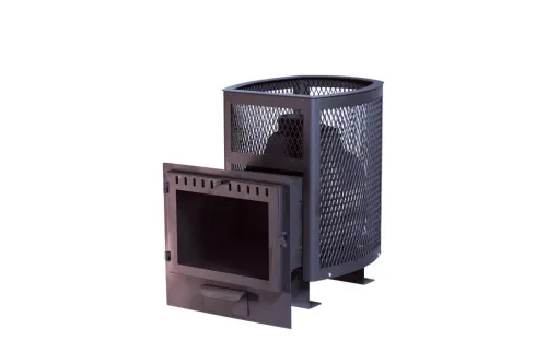 Печь банная ЧУГУННАЯ " Сибирь - 20 " ( сетка ) со СТЕКЛОМ