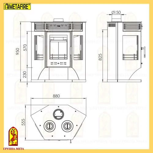 Печь - камин " Москва 12 с плитой " фото 2