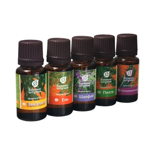 Набор эф.масел " Легкое дыхание 5 шт . " (Пихта+можжевельник+ель+шалфей+эвкалипт) /6 "Банные штучки" фото 2
