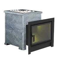 Печь банная " Флагман " 15 В КАМЕННОЙ ОБЛИЦОВКЕ