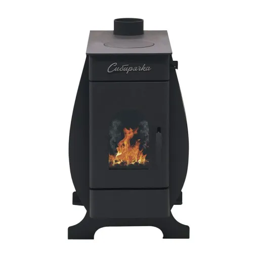 Печь отопительная с плитой СИБИРЯЧКА 6 кожух нерж. сталь, дверца со стеклом фото 5