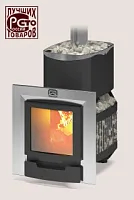 Печь для бани из нерж.сталь РУСЬ-СЕТКА-12 Л Панорама  Теплодар