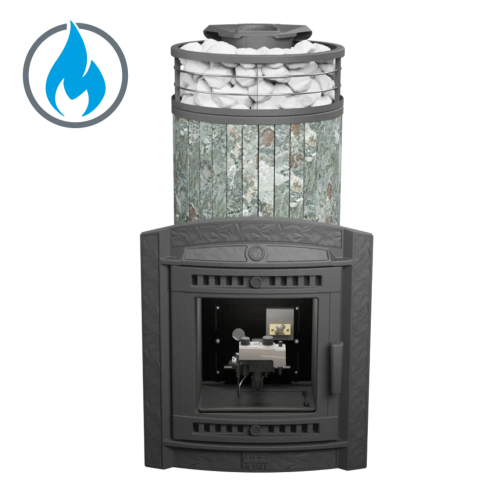 Печь банная "Атмосфера XL" Жадеит ламель+сетка с газовой горелкой ПроМеталл