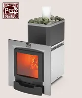 Печь для бани из нерж.сталь РУСЬ-12 ЛНЗП Профи Панорама (1.1) Теплодар