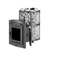 Печь чугунная банная "Атмосфера L" сетка нержавейка ПроМеталл штрих...4933