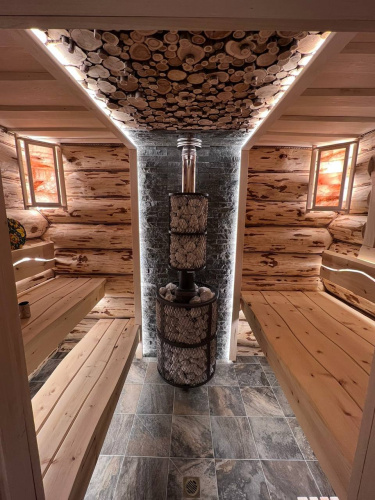 Печь чугунная банная "Атмосфера L" сетка нержавейка ПроМеталл штрих...4933 фото 4