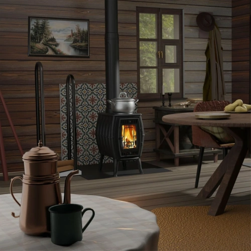 Печь чугунная отопительная с плитой "Бахтинка" (цв. черный) ПроМеталл фото 3