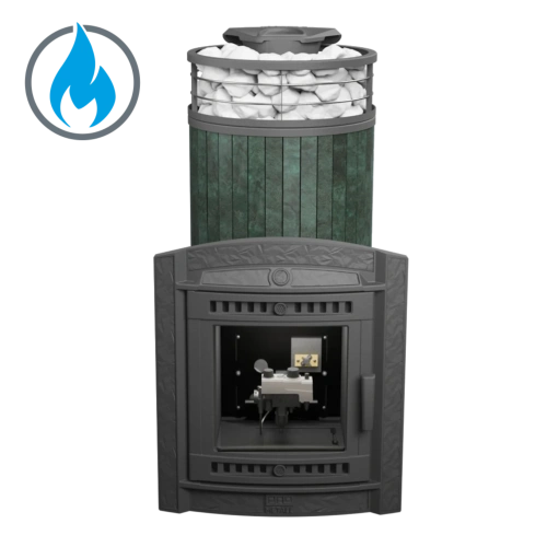 Печь банная "Атмосфера XL" Верде Гватемала ламель+сетка с газовой горелкой ПроМеталл