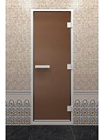 Дверь в хамам бронза матовая, 1900 х 800, стекло 8 мм, 3 петли, Пр. ручка