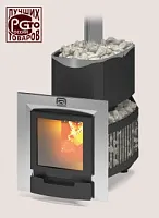 Печь для бани из нерж.сталь РУСЬ-СЕТКА-18 Л Панорама Теплодар