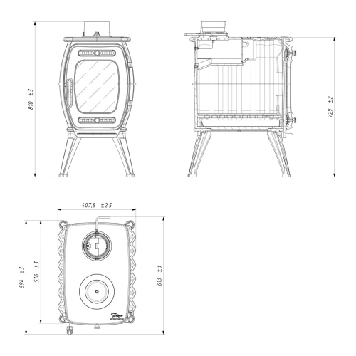 Печь чугунная отопительная с плитой "Бахта-II " (цв. Черный чугун) ПроМеталл фото 5 Печь чугунная отопительная с плитой "Бахта-II " (цв. Черный чугун) ПроМеталл фото 5