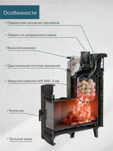 Печь банная "Атмосфера L" Змеевик ламель+сетка ПроМеталл фото 6