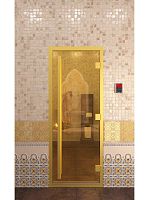 Дверь в хамам бронза золото, 1900 х 700, стекло 8 мм, 3 петли, правой рукой