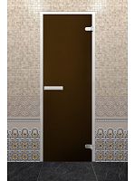 Дверь в хамам лайт бронза, 1900 х 700, стекло 6 мм, 2 петли, без порога, Пр. ручка