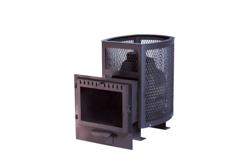 Печь банная ЧУГУННАЯ " Сибирь - 20 " ( сетка ) со СТЕКЛОМ