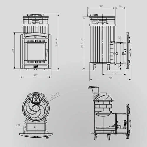 Печь банная "Атмосфера L" Змеевик ламель+сетка с газовой горелкой ПроМетал фото 5 Печь банная "Атмосфера L" Змеевик ламель+сетка с газовой горелкой ПроМетал фото 5